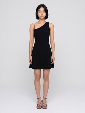 Theory Black One-Shoulder Mini Dress